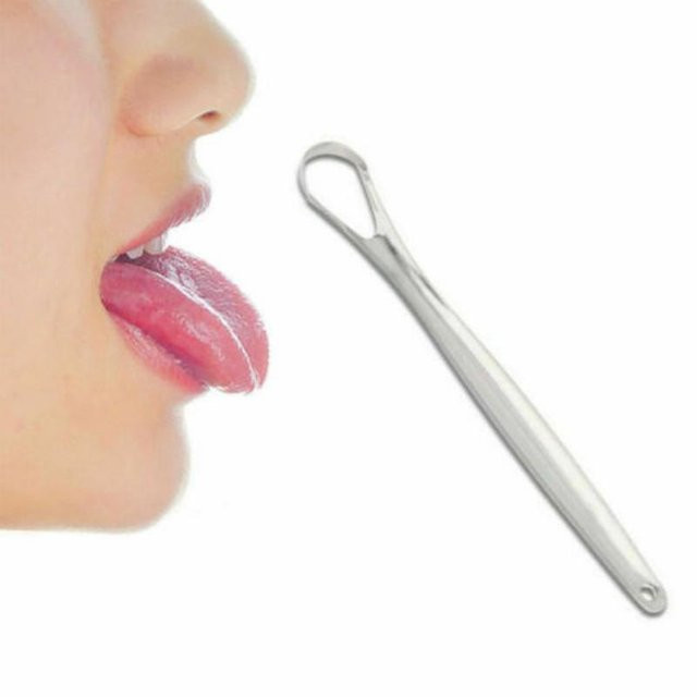 Houspace Mundreiniger Zungenbeschichtung Schaber, Silber - Bild 1