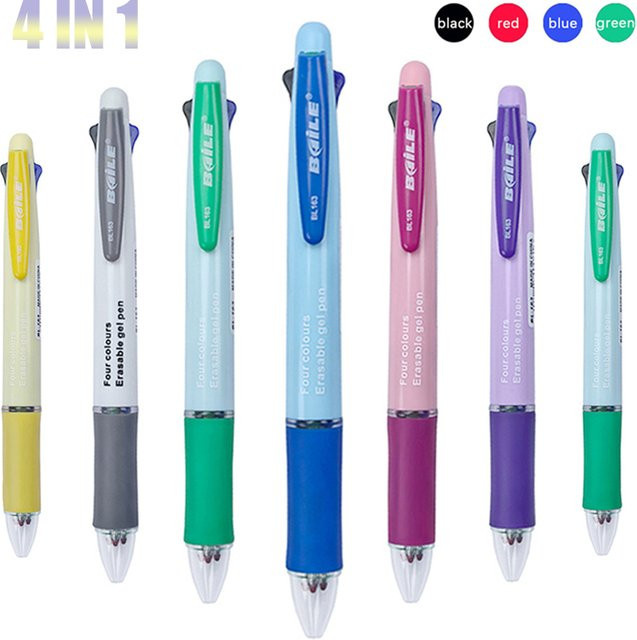 LCOMMO 4-in-1 löschbarer Gelstift mit Radiergummi, Farben: Blau, Schwarz, Grün, Rot, Stiftstärke: 0,5 mm - Bild 1