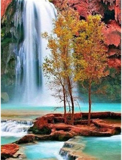 FIYO Diamond Painting Set DIY 5D Diamantmalerei mit Kreuzstich Motiv Herbst in Grau und Multicolour, B/H: 20 x 30 cm - Bild 1