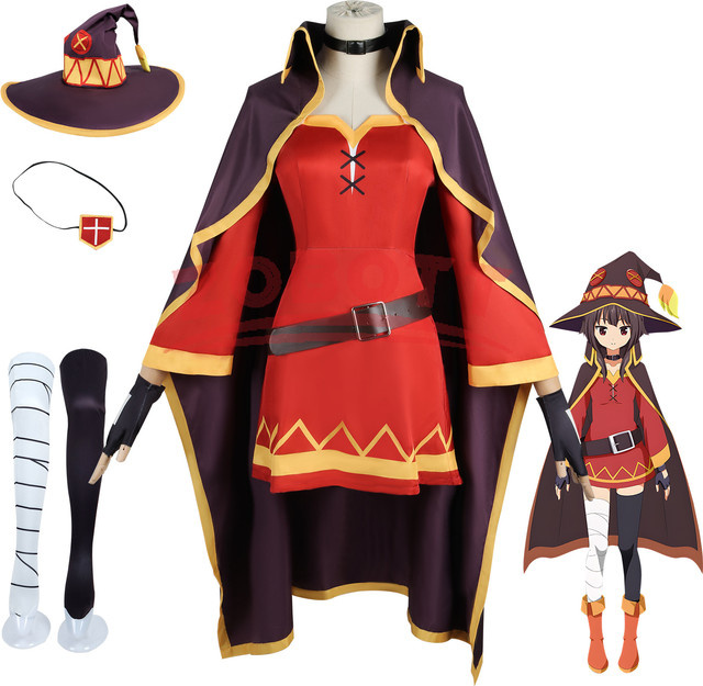 ZOBOTT Konosuba Megumin Cosplay-Kostüm, Set / Bundle, Mädchen, Rot - Bild 1