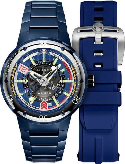 Nubeo Herrenuhr Mariner 9, Automatik, Edelstahl, 50 mm, Blau - Bild 1