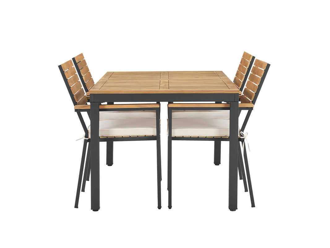 Juskys Gartengarnitur Rhodos aus Akazienholz in Braun und Schwarz, 5-teiliges Gartenmöbel Set mit Tisch und 4 Stühlen - Bild 3