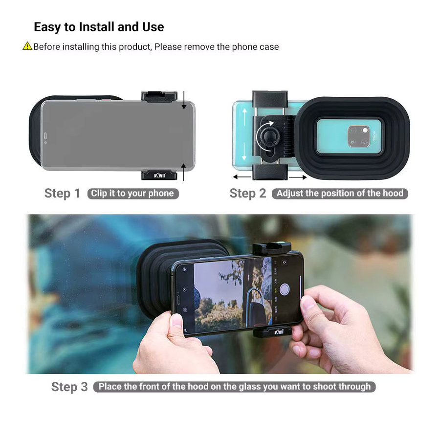 KIWIFOTOS Universelle Silikon-Gegenlichtblende in Schwarz zur Antireflex-Unterstützung für iPhone 15, iPhone 14 und Samsung Android Smartphones - Bild 3