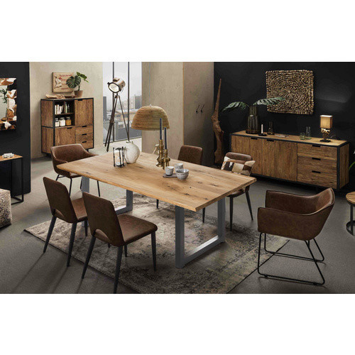 SIT Tisch TABLES & CO aus Wildeichenholz in Braun mit Metallgestell, Höhe: 75 cm, Tiefe: 100 cm - Bild 2