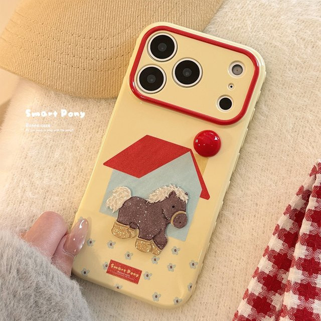 Potdemiel iPhone Schutzhülle mit 3D Cartoon Glitter Pony Design in Multicolour, Stoßfeste Soft Cover Hülle für iPhone 12 bis iPhone 17 Pro Max - Bild 1