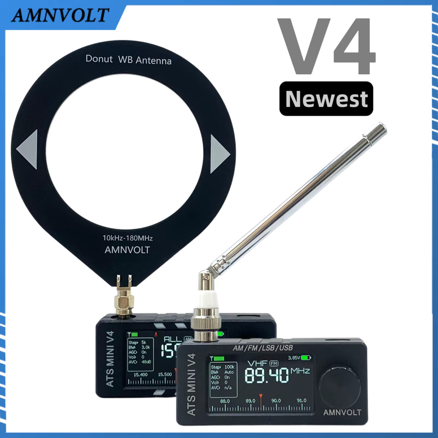 AMNVOLT V4 ATS MINI Si4732 DSP-Radio mit 1,9 Zoll IPS-Bildschirm, Allband-Radio für AM, FM, LSB, USB in Schwarz - Bild 4