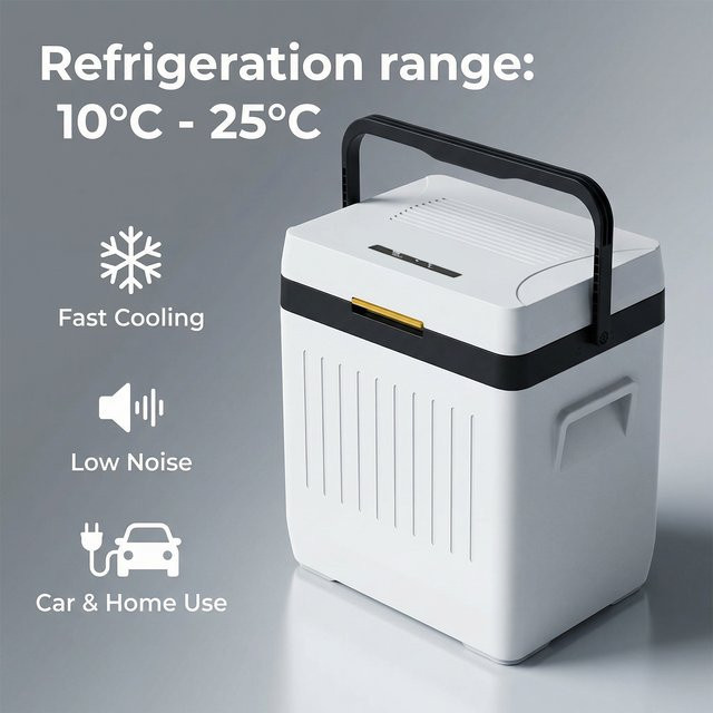 Podofo Auto-Kühlschrank 12V Elektrischer Kühler für Camping und Reisen in Weiß - Bild 1