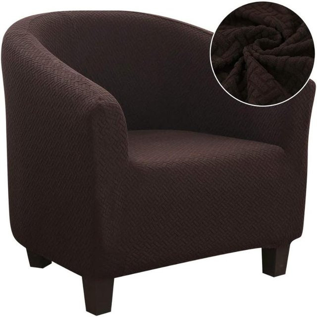 Waschbarer Jacquard Spandex Sitzbezug für Club Tub Sessel in Dunkelbraun - Bild 1