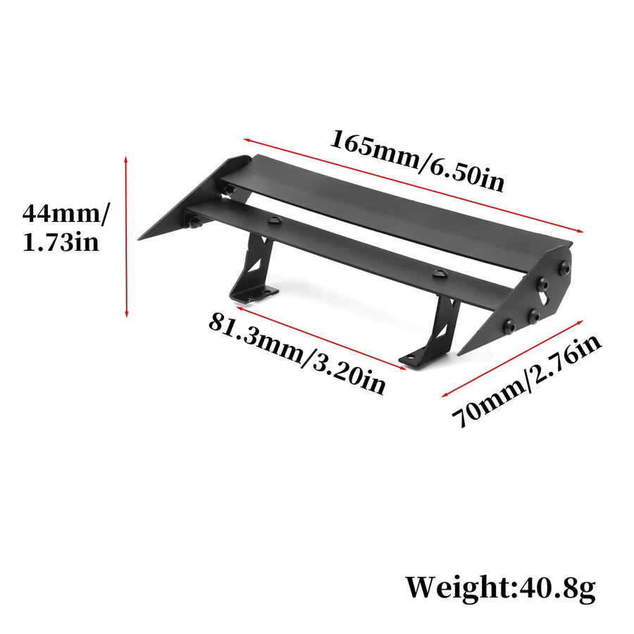 Metall Heckflügel Heckspoiler, 1:10, Zubehör, Schwarz - Bild 2