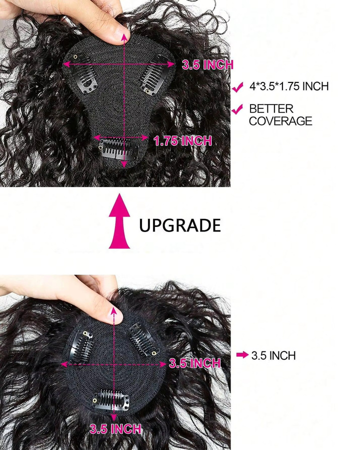 YYONG Topper-Haar Curly Wave mit Pony, Schwarz, Damen - Bild 3