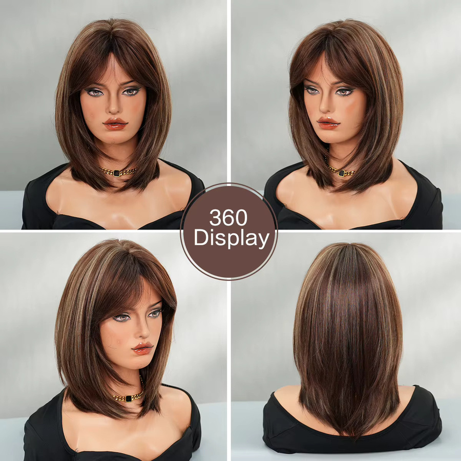 7JHH WIGS Perücke, kurz, glatt, braun, Damen - Bild 3