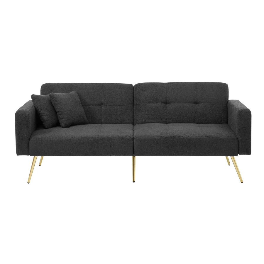 Merax Schlafsofa mit Stoffbezug und Goldbeinen in Grau inklusive Dekokissen - Bild 2