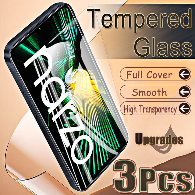 3er-Set gehärtetes Glas für Realme Narzo 50 5G, transparent, Schutzfolie mit Fingerabdruck-Entsperrung und Anti-Explosions-Funktion - Bild 1