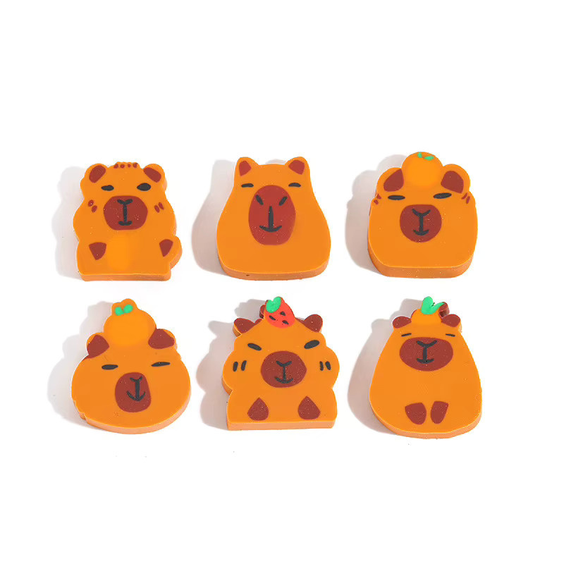 Niedrige Radiergummis im Capybara-Design von Capibala in Orange für Schule und Büro - Bild 2
