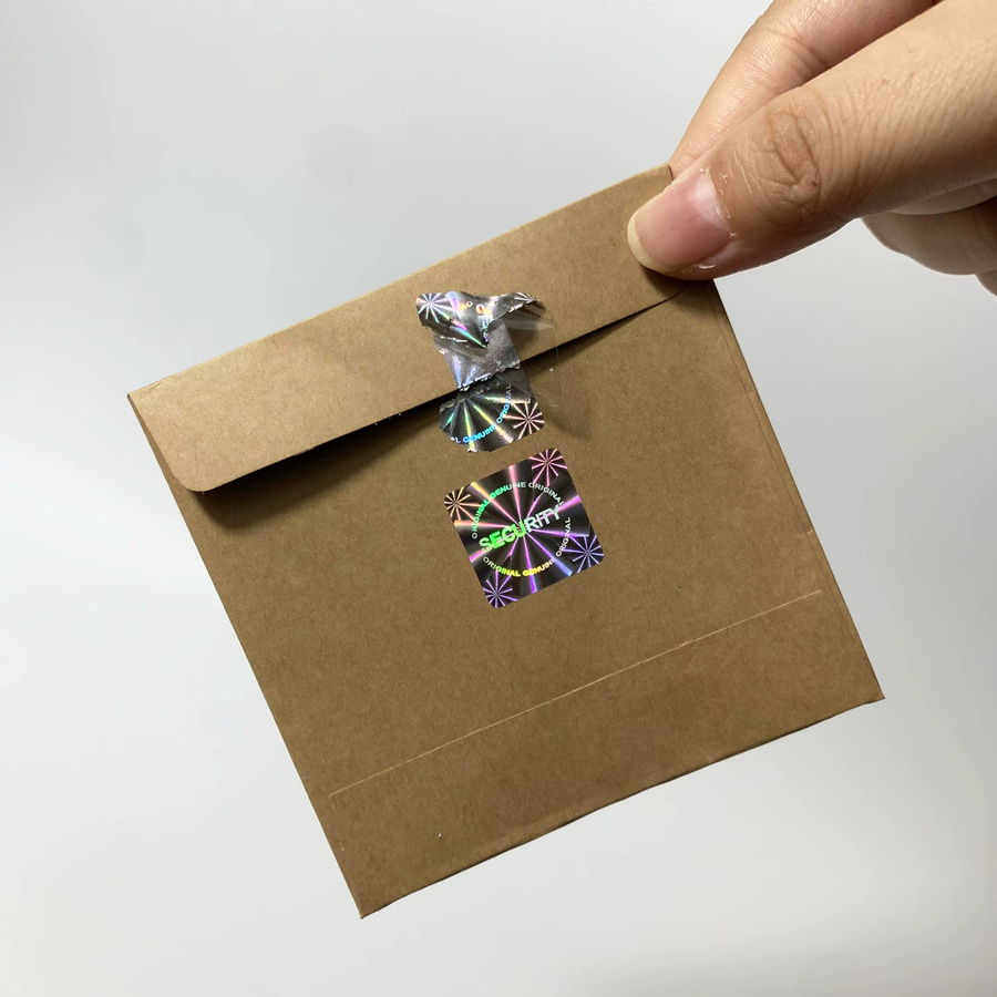Quadratische Hologramm-Aufkleber als manipulationssichere Sicherheitssiegel in Gold, B/B: 2 x 2 cm - Bild 3
