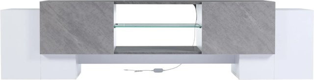 okwish TV Schrank mit LED und Bluetooth in Weiß und Grau, B/T/H: 180 x 40 x 46,5 cm - Bild 1