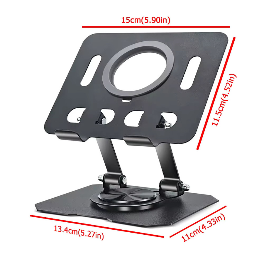 AKABEILA Tablet-Ständer Schwarz, 360 Grad drehbar und faltbar, verstellbarer Desktop-Halter für iPad Pro, Air, Mini und Smartphones von 4,7 bis 10 Zoll - Bild 4