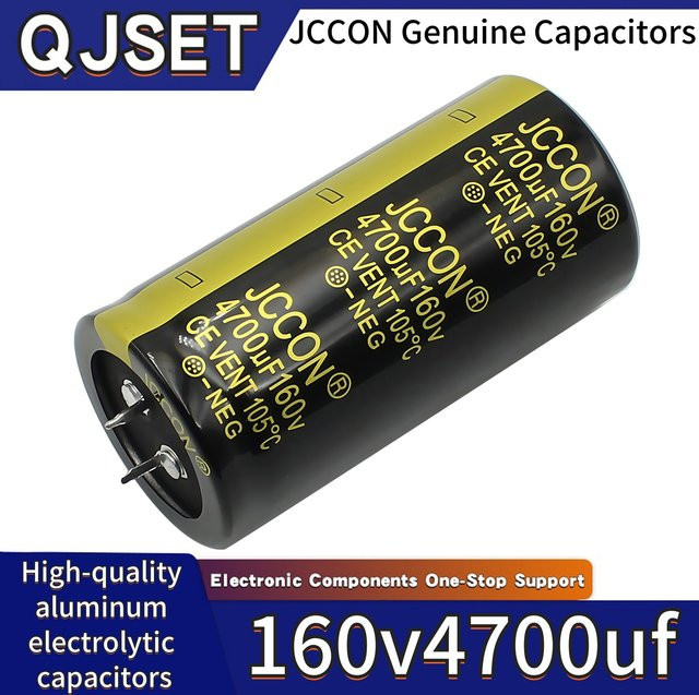 QJSET Aluminium-Elektrolytkondensator für Audio-Verstärker und Wechselrichter, 160V 4700µF, Schwarz-Gold, Durchmesser: 35 mm, Höhe: 70 mm - Bild 1