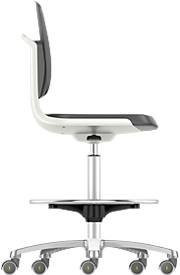 Arbeitsdrehstuhl Labsit von Bimos in Weiß mit Integralschaum und Sitz-Stopp-Rollen, B/T/H: 45 x 42 x 56-81 cm - Bild 1