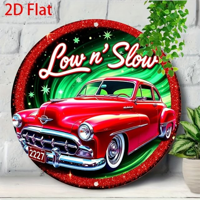 Potdemiel Vintage Lowrider Auto Metallschild mit Retro-Wandkunst für Garage und Café, Breite: 20 cm, Höhe: 20 cm, Tiefe: 1 cm - Bild 1