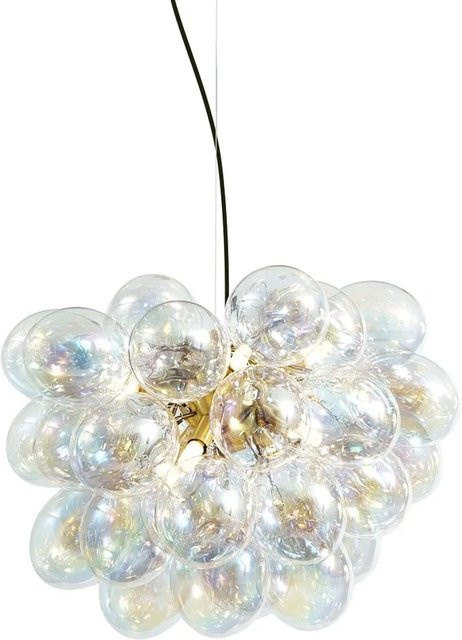 QAZQA Art-Deco Hängelampe Uvas in Gold mit Regenbogen-Glas, 8-flammig, Durchmesser: 50 cm - Bild 1
