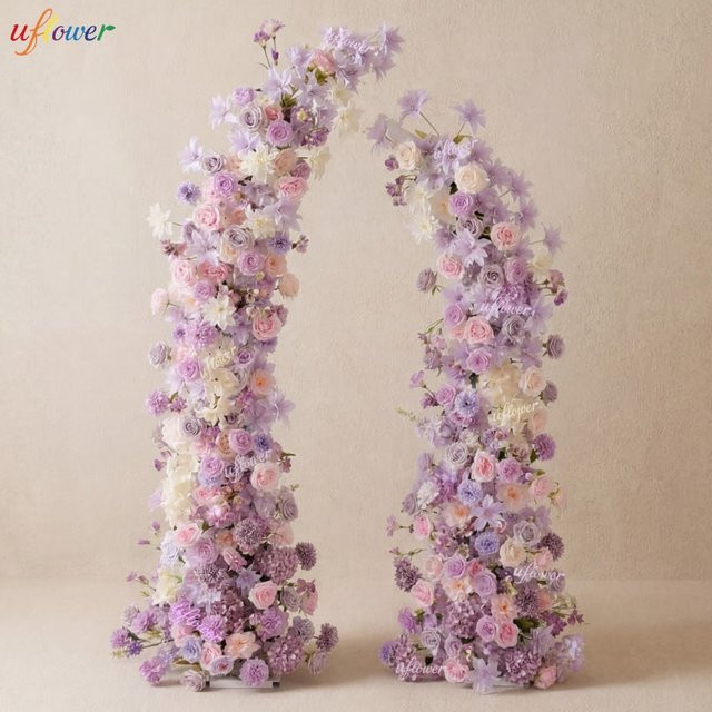 Uflower Künstliche Blumenreihe in Lila und Rosa für Hochzeiten und Dekorationen - Bild 1