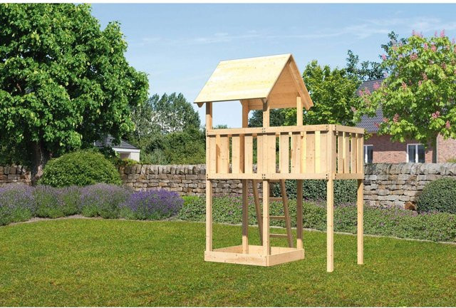 Karibu Spielturm Lotti Naturbelassen mit Sandkiste und Anbauplattform - Bild 1