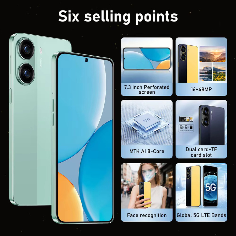 CHOTOG Smartphone X7 Pro 5G Globale Version in Gelb mit 22 GB RAM, 2 TB Speicher und 7800 mAh Akku - Bild 2