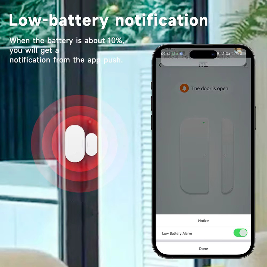 Tuya Zigbee 2MQTT Tür- und Fenstersensor als kabelloser magnetischer Alarmsensor in Weiß, kompatibel mit Alexa, Google Home und Home Assistant - Bild 3