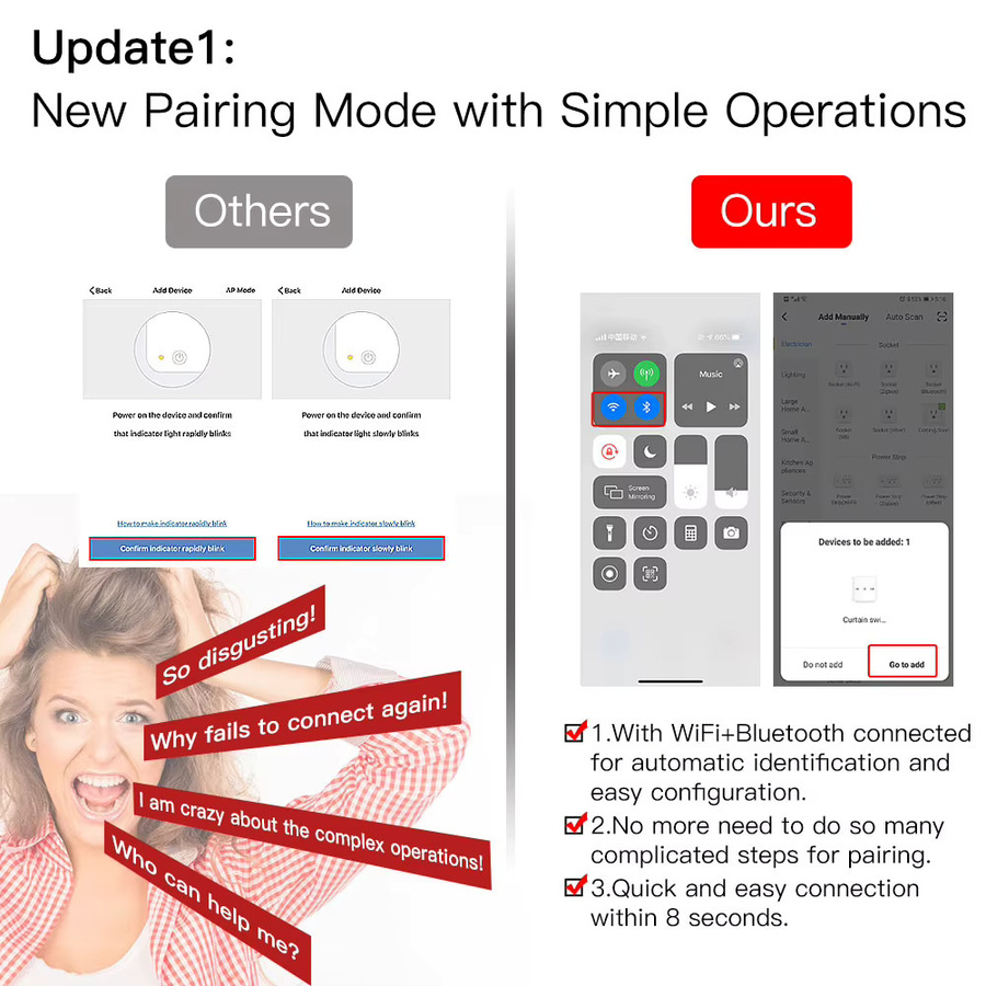 MOES Tuya ZigBee Vorhangschalter RF Smart Touch Rolladensteuerung mit App-Steuerung für Alexa und Google Home, Weiß - Bild 2