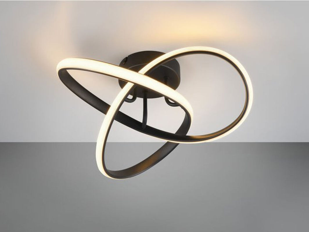 Modern LED Decken- und Wandleuchte Meo von Reality Leuchten aus Metall in Schwarz, Durchmesser: 40 cm - Bild 1