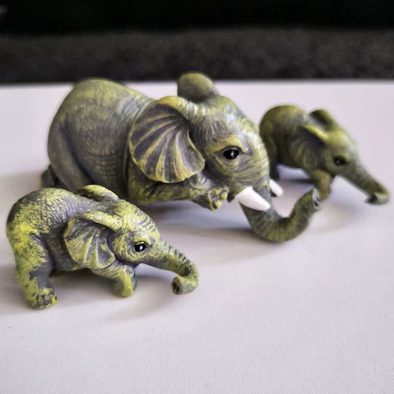 YXYMCF 3-in-1 Harz-Dekofigur Elefanten-Umarmung Mutter und Kind als Kunsthandwerk und Miniatur-Ornament - Bild 2