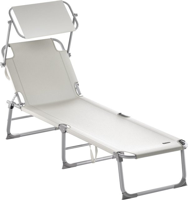CASARIA Gartenliege Hawaii in Beige mit Sonnen canopy aus Alu und Stahl, B/T/H: 190 x 60 x 30 cm - Bild 1
