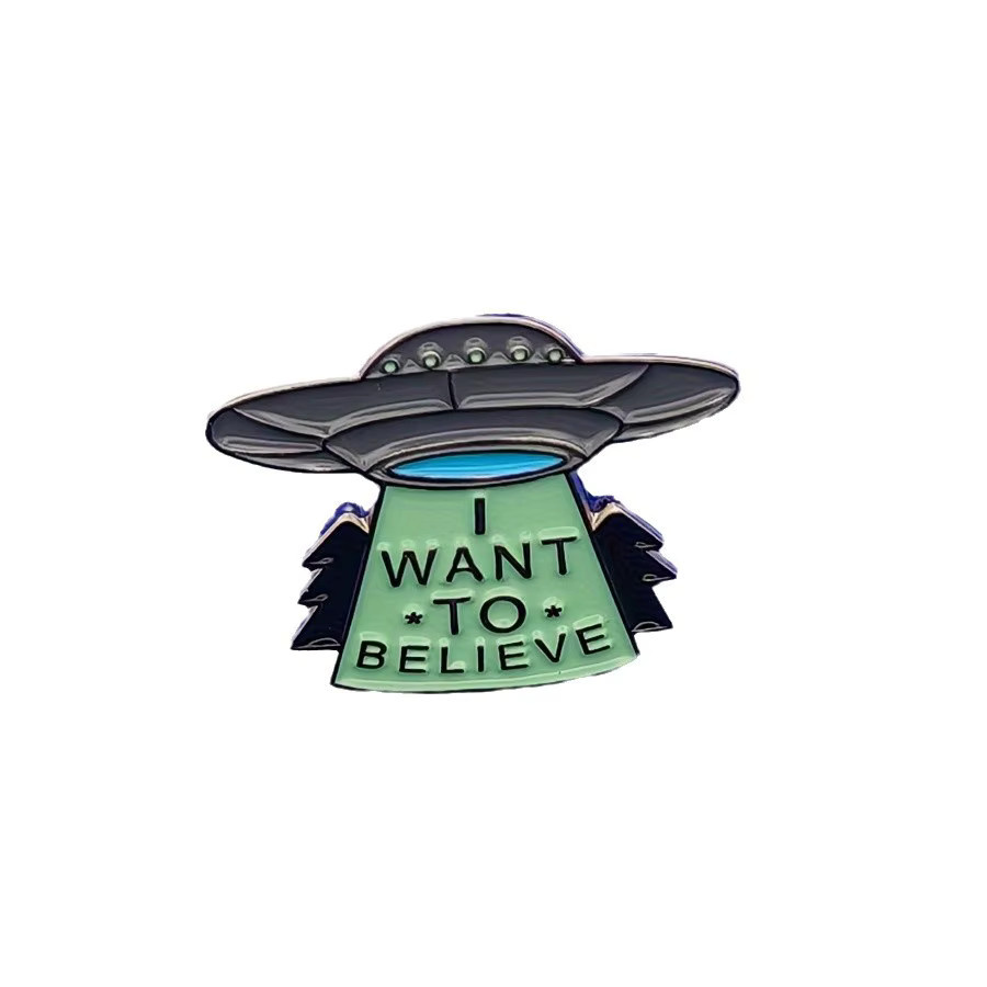 I WANT TO BELIEVE Brosche, Metall, Silber, Unisex - Bild 2