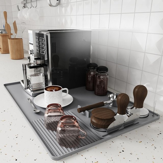 YUAN-ECT Silikon-Kaffeematte in Grau, B/B: 61 x 40,6 cm, abnehmbare Barmatte für Kaffeemaschinen und Espressomaschinen - Bild 1