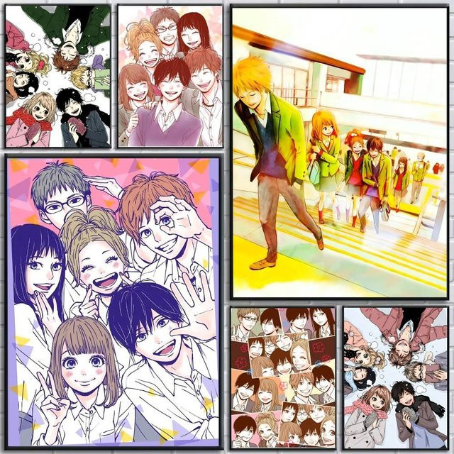 Selbstklebender Japanischer Manga Anime Papierdruck in Orange und Multicolour für deine Wandgestaltung - Bild 1