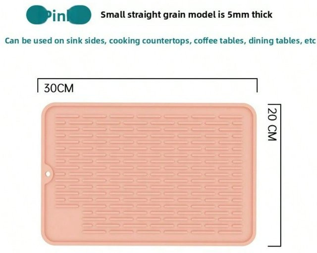 Hitzebeständige Silikon-Abtropfmatte für das Spülbecken von XYNN in Pink, rechteckig - Bild 1