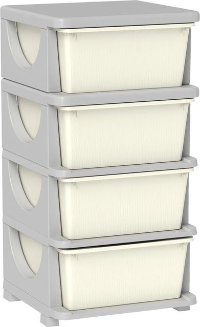 HOMCOM Schubladenschrank aus Kunststoff in Cremeweiß, B/T/H: 37 x 37 x 76 cm - Bild 1