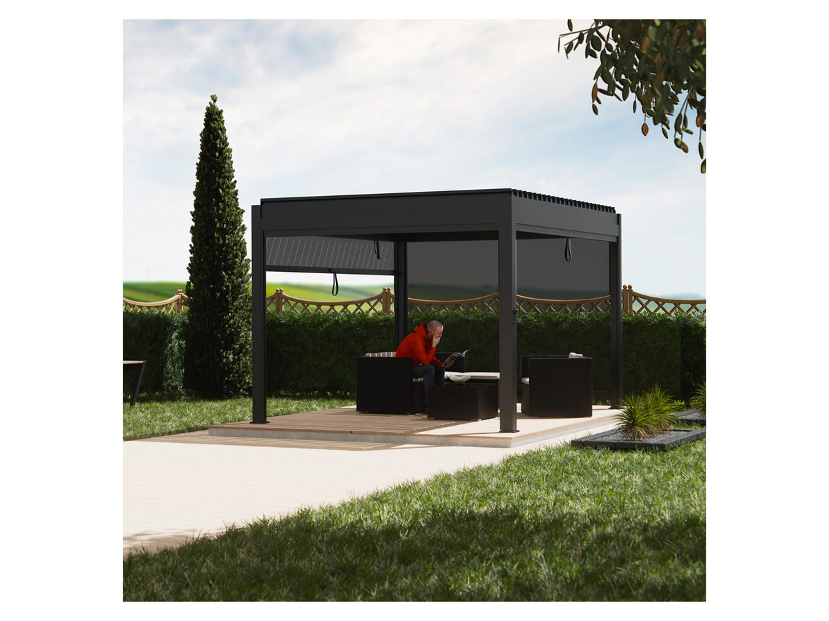 Juskys Pergola Lamellendach Tahiti aus verzinktem Stahl in Anthrazit, B/T: 400 x 300 cm - Bild 2