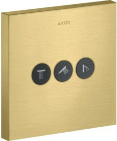 Hansgrohe ShowerSelect UP-Vtl Fertigmontageset mit 3 Ventilen, eckig, Handbrause und Regendusche, Messing gebürstet Gold - Bild 1