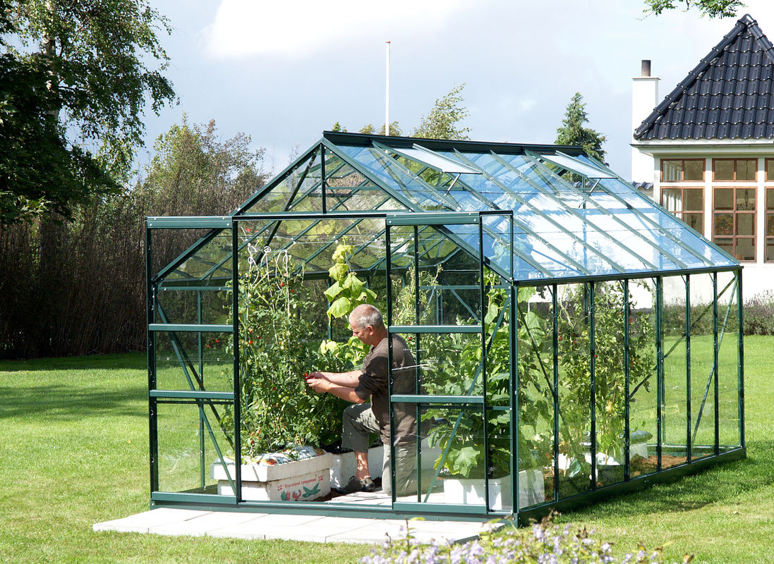 Vitavia Gewächshaus Mars 11500 in Smaragdgrün mit 11,5 m² Fläche, Aluminiumrahmen und 3 mm Einscheibensicherheitsglas sowie Doppelschiebetür - Bild 4