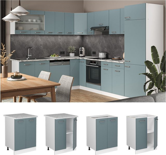 Vicco Küchenunterschrank R-Line Blau-Grau Weiß Matt Breite: 60 cm - Bild 3