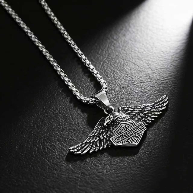 Harley Davidson Anhänger Kette, Edelstahl, Silber, Unisex - Bild 1
