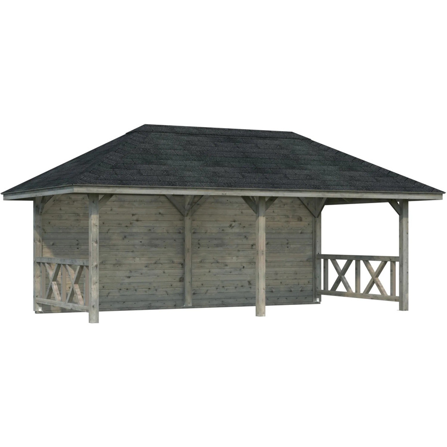 Palmako Holz-Pavillon Bianca Set aus Fichtenholz in Grau, B/H/T: 588 x 319 x 300 cm, tauchgrundiert - Bild 2
