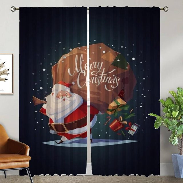 Halloween und Weihnachten Verdunkelungsvorhang Set aus 2 Paneelen, Schwarz, B: 50 cm, H: 70 cm - Bild 1