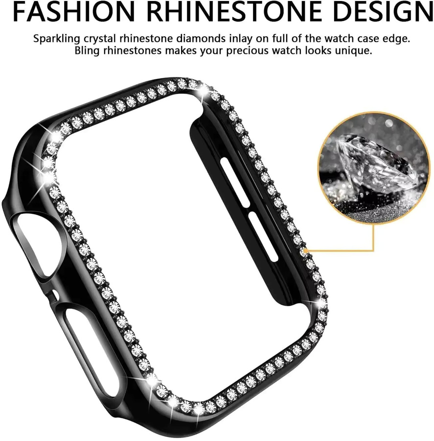 JBAILI Uhrenzubehör Band und Hülle für Apple Watch, Schwarz, Damen - Bild 3