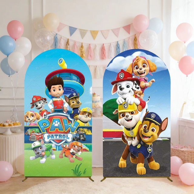 Paw Patrol Bogenhintergrund für Kindergeburtstage und Hundebabypartys, rundes Wandbanner in Multicolour, Breite: 50 cm, Höhe: 50 cm - Bild 1