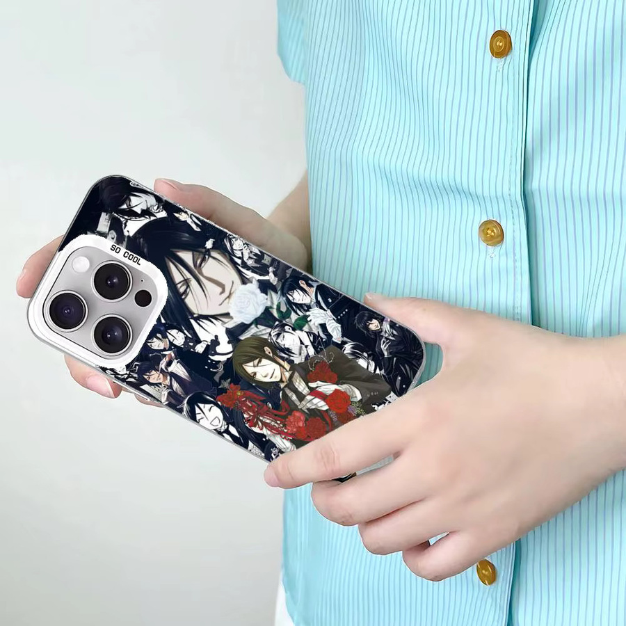 Mesuca Handyhülle Black Butler Sebastian Michaelis für iPhone 11 bis 17 Pro Max Plus, Stoßfest, Silber und Mehrfarbig - Bild 2