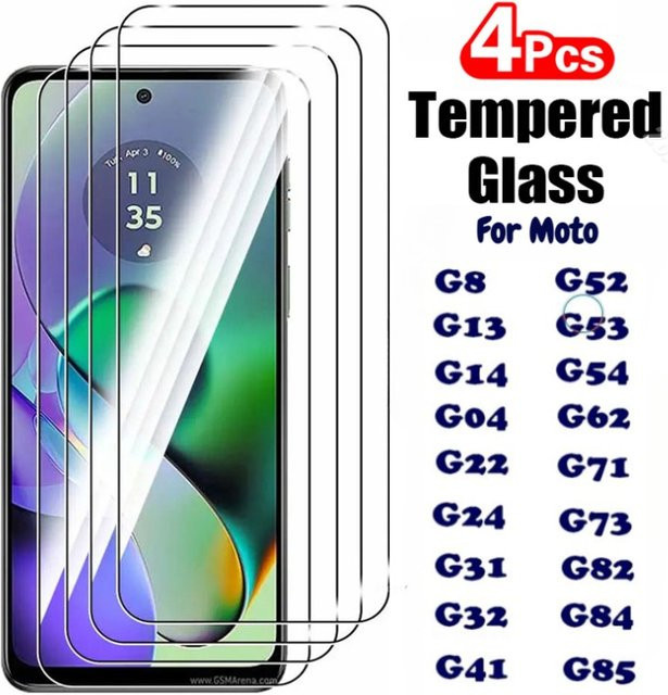 4er-Set gehärtetes Glas Displayschutz für Motorola G8 G04 G13 G14 G04 G22 G24 G31 G32 G41 G52 G53 G54 G62 G71 G73 G82 G84 G85 in Transparent - Bild 1