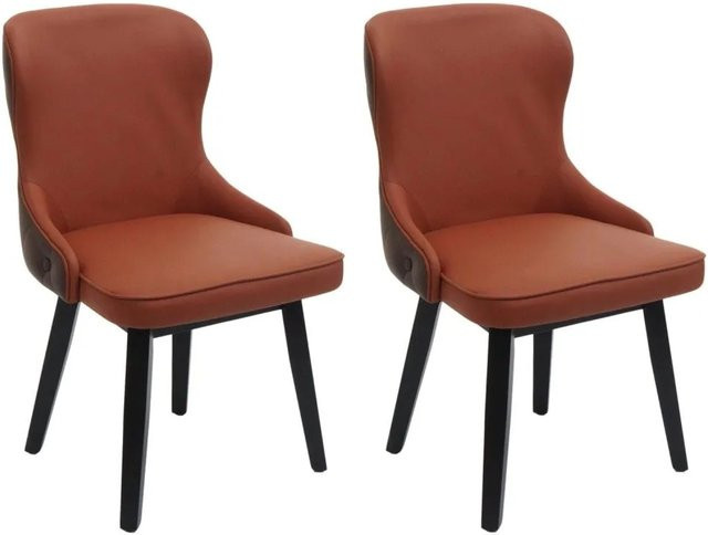 2er-Set MCW Esszimmerstuhl M60 Polsterstuhl aus Massiv-Holz und Stoff in Terracotta-Braun - Bild 2